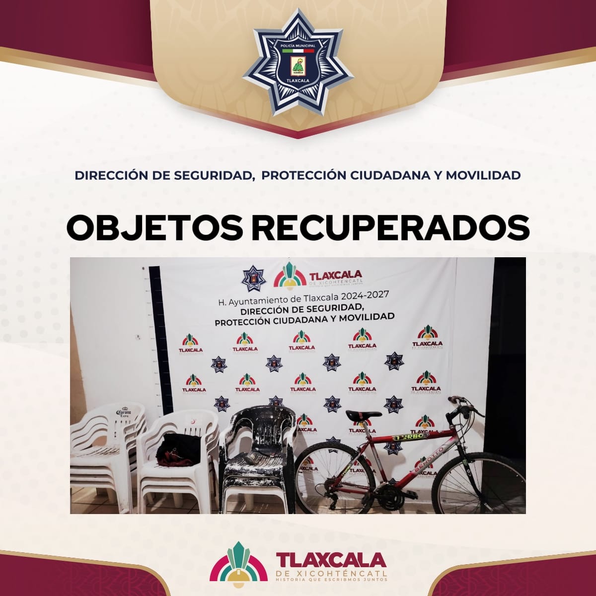 Policía Municipal de Tlaxcala frustra intento de robo en billar y recupera objetos sustraídos